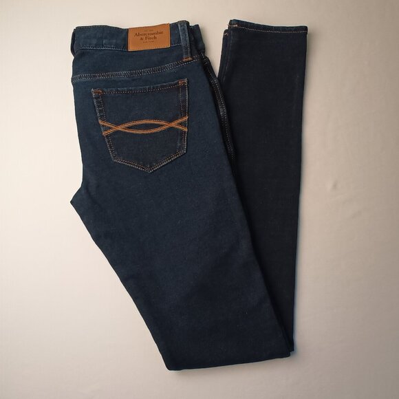 Abercrombie & Fitch Knit Jeans Size 0 Low Rise Skinny Leg Dark Wash - Picture 1 of 10